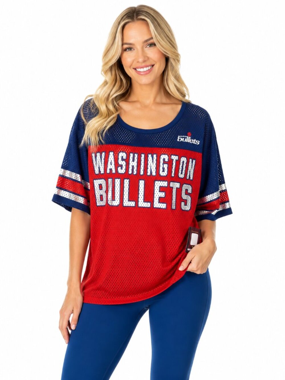 WASHINGTON BULLETS Womens Top Size Medium Silver Sparkle Logo G-III 4 Her NBA
